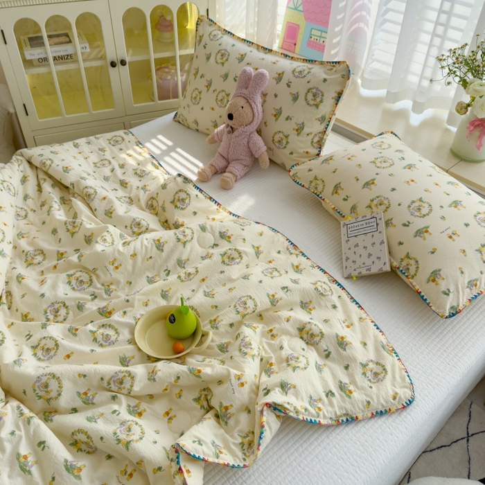 91家纺网 家纺一手货源 找家纺 （总）澜妃 2025新款云感双层纱抗菌贝壳边夏被夏凉被空调被