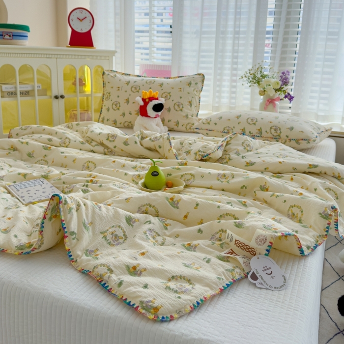 91家纺网 家纺一手货源 找家纺 （总）澜妃 2025新款云感双层纱抗菌贝壳边夏被夏凉被空调被