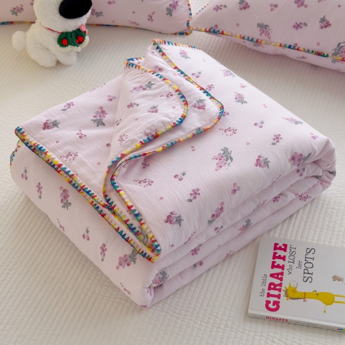 91家纺网 家纺一手货源 找家纺 （总）澜妃 2025新款云感双层纱抗菌贝壳边夏被夏凉被空调被