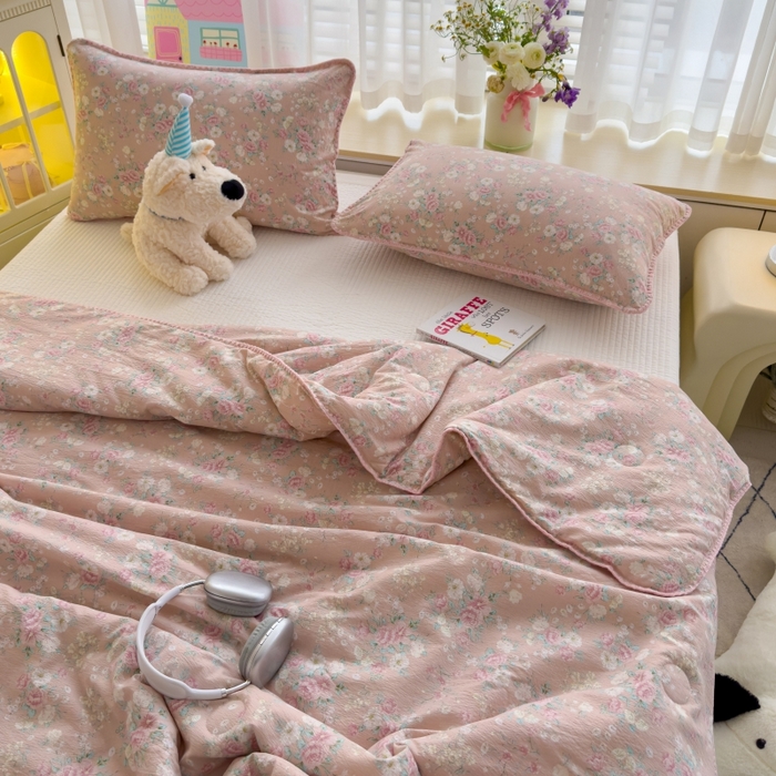 91家纺网 家纺一手货源 找家纺 澜妃 2025新款云感双层纱抗菌贝壳边夏被夏凉被空调被 贝壳边-爱如星辰