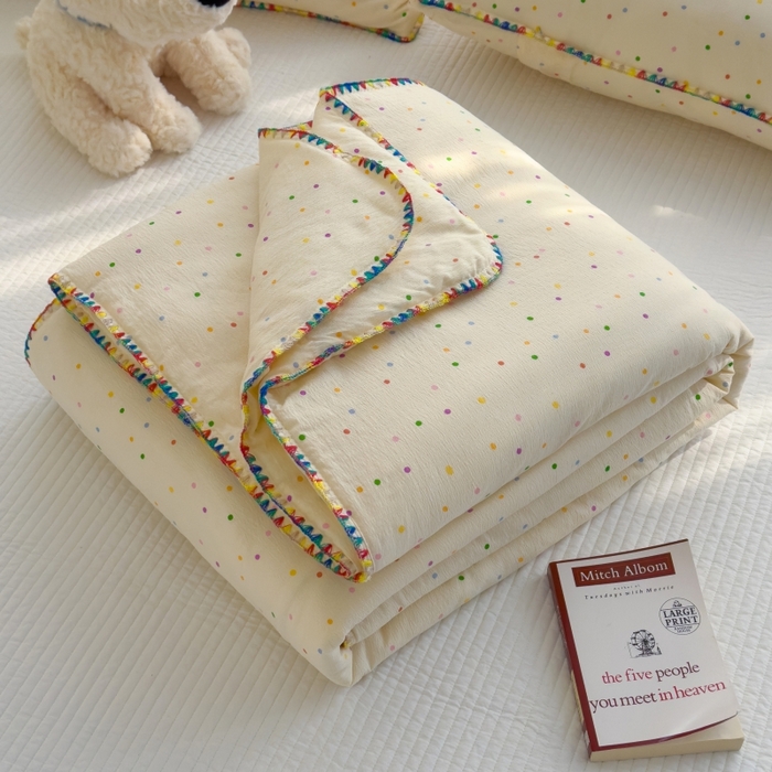 澜妃 2025新款云感双层纱抗菌贝壳边夏被夏凉被空调被 贝壳边-波点世界