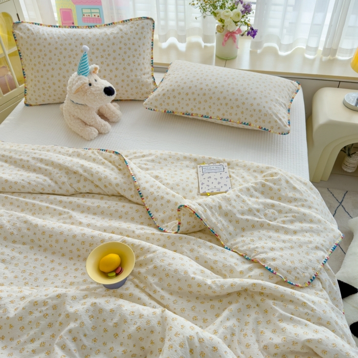 91家纺网 家纺一手货源 找家纺 澜妃 2025新款云感双层纱抗菌贝壳边夏被夏凉被空调被 贝壳边-橘子海