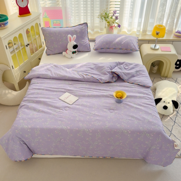 91家纺网 家纺一手货源 找家纺 澜妃 2025新款云感双层纱抗菌贝壳边夏被夏凉被空调被 贝壳边-恋如青柠香