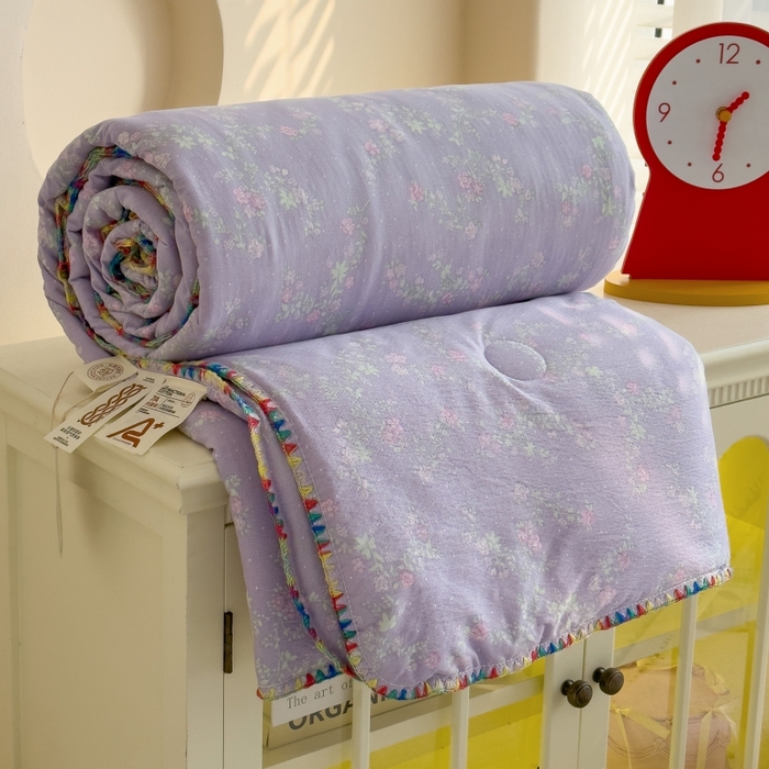 91家纺网 家纺一手货源 找家纺 澜妃 2025新款云感双层纱抗菌贝壳边夏被夏凉被空调被 贝壳边-恋如青柠香