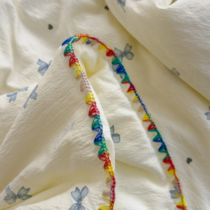 91家纺网 家纺一手货源 找家纺 澜妃 2025新款云感双层纱抗菌贝壳边夏被夏凉被空调被 贝壳边-相思蓝