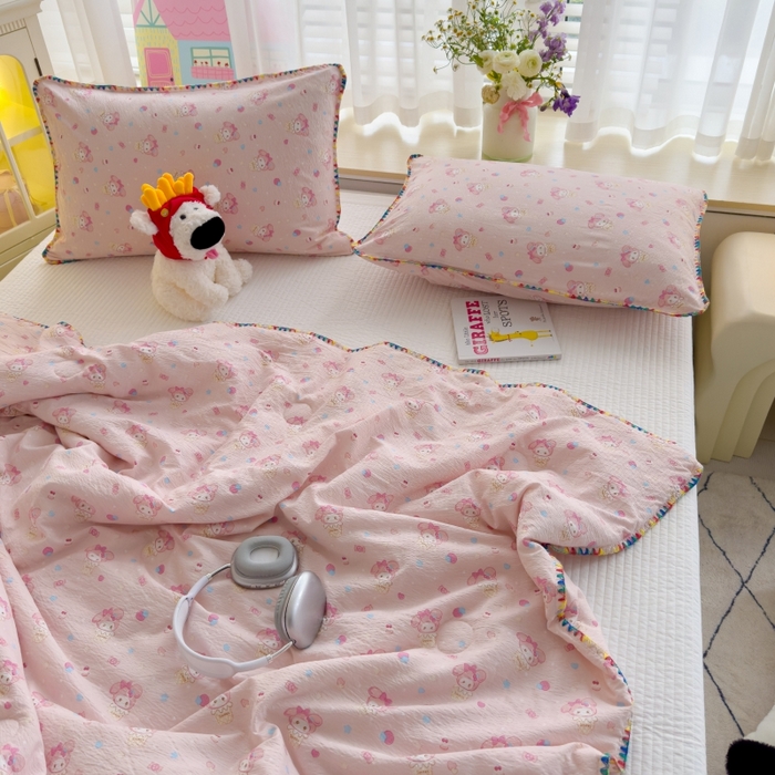 91家纺网 家纺一手货源 找家纺 澜妃 2025新款云感双层纱抗菌贝壳边夏被夏凉被空调被 贝壳边-小美冰激凌