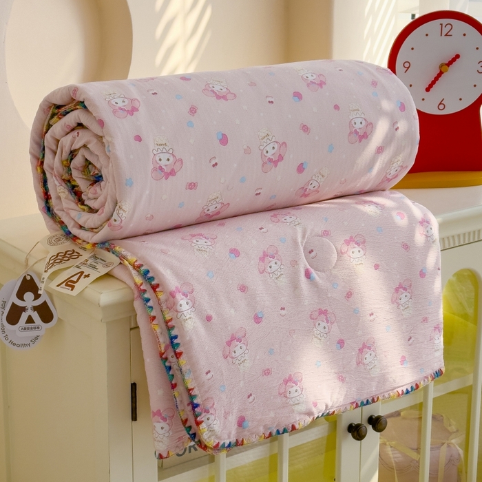 91家纺网 家纺一手货源 找家纺 澜妃 2025新款云感双层纱抗菌贝壳边夏被夏凉被空调被 贝壳边-小美冰激凌