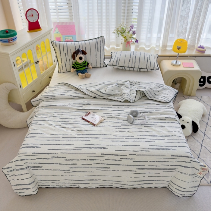 91家纺网 家纺一手货源 找家纺 澜妃 2025新款云感双层纱抗菌贝壳边夏被夏凉被空调被 贝壳边-云边星辰