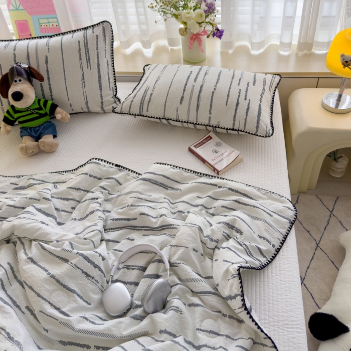 91家纺网 家纺一手货源 找家纺 澜妃 2025新款云感双层纱抗菌贝壳边夏被夏凉被空调被 贝壳边-云边星辰