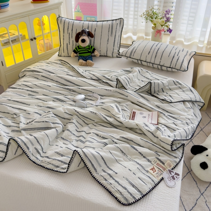 91家纺网 家纺一手货源 找家纺 澜妃 2025新款云感双层纱抗菌贝壳边夏被夏凉被空调被 贝壳边-云边星辰