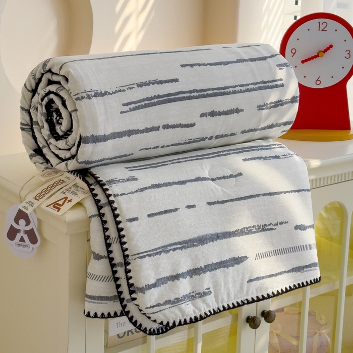 91家纺网 家纺一手货源 找家纺 澜妃 2025新款云感双层纱抗菌贝壳边夏被夏凉被空调被 贝壳边-云边星辰