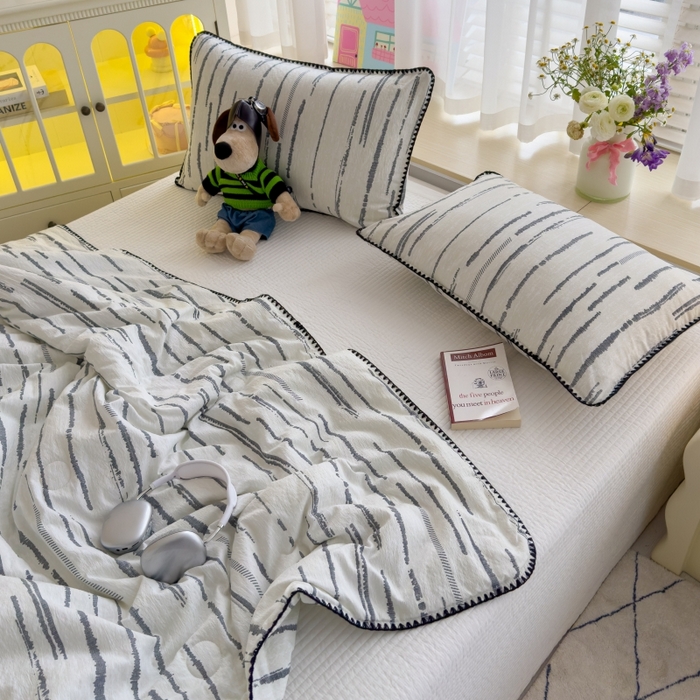 91家纺网 家纺一手货源 找家纺 澜妃 2025新款云感双层纱抗菌贝壳边夏被夏凉被空调被 贝壳边-云边星辰