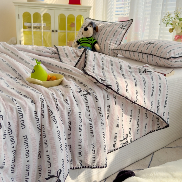 91家纺网 家纺一手货源 找家纺 澜妃 2025新款云感双层纱抗菌贝壳边夏被夏凉被空调被 贝壳边-韵味粉