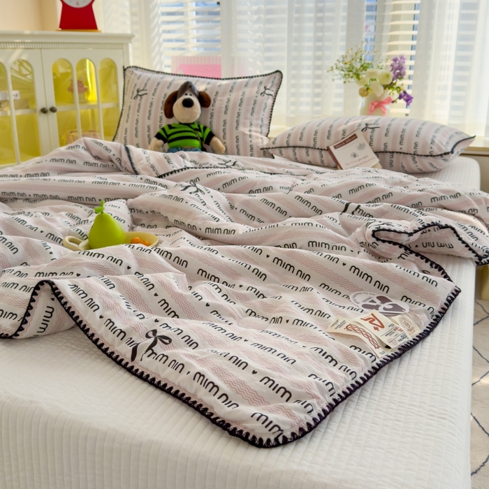 91家纺网 家纺一手货源 找家纺 澜妃 2025新款云感双层纱抗菌贝壳边夏被夏凉被空调被 贝壳边-韵味粉