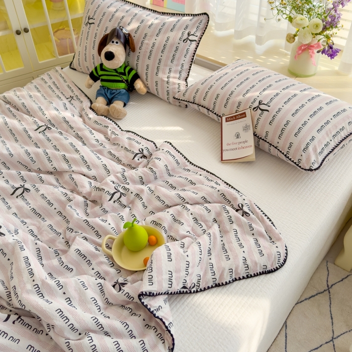 91家纺网 家纺一手货源 找家纺 澜妃 2025新款云感双层纱抗菌贝壳边夏被夏凉被空调被 贝壳边-韵味粉