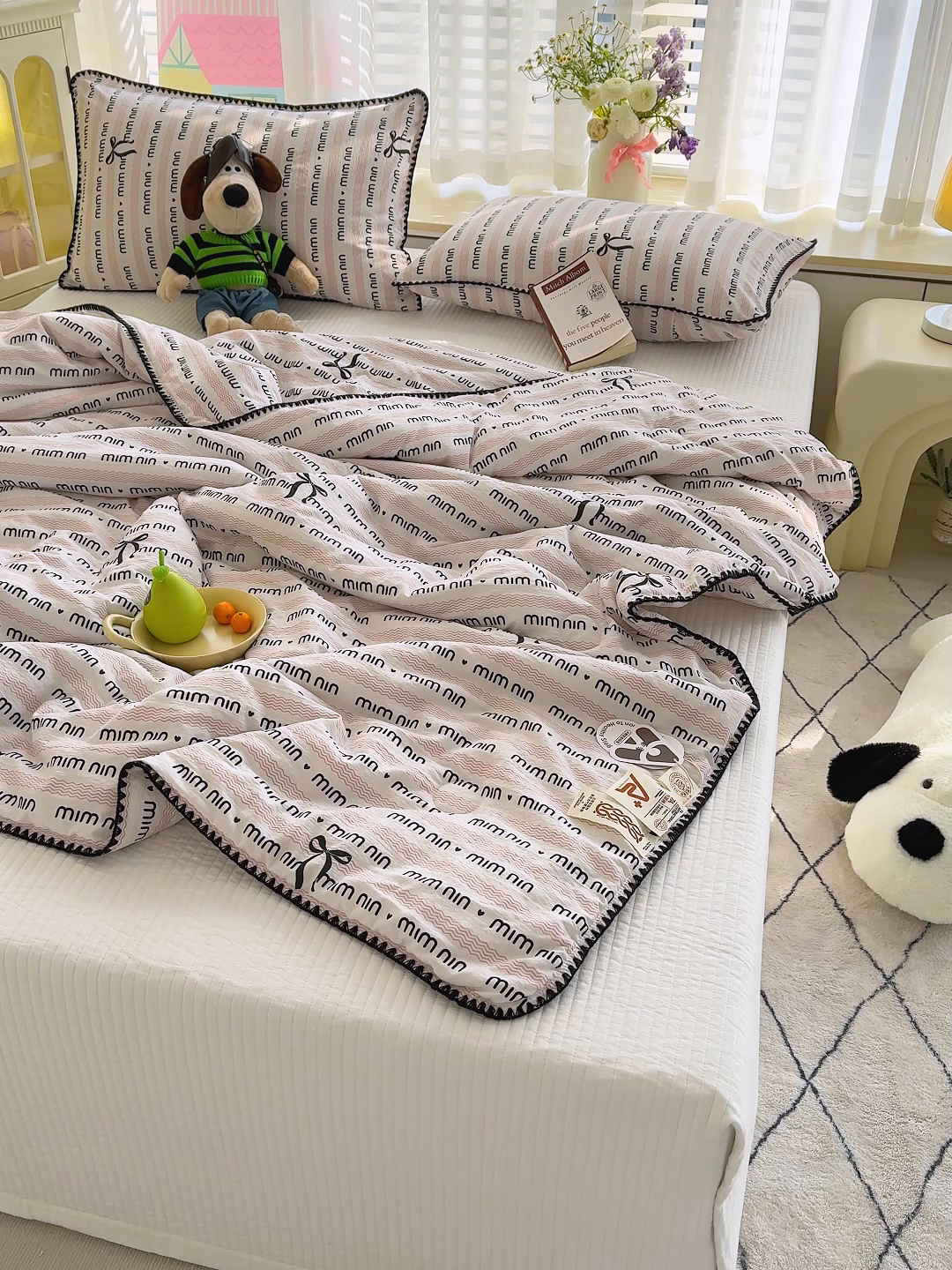 91家纺网 家纺一手货源 找家纺 澜妃 2025新款云感双层纱抗菌贝壳边夏被夏凉被空调被 贝壳边-韵味粉