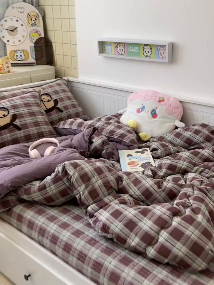 91家纺网 家纺一手货源 找家纺 云玲时尚 2025新款云感懒人冬季一体被床盖四件套 兔宝