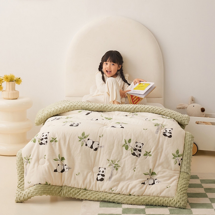 91家纺网 家纺一手货源 找家纺 （总）嗨生活 2025新款全棉双层纱豆豆被儿童被春秋被冬被幼儿园被子系列
