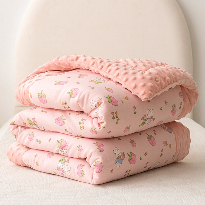 91家纺网 家纺一手货源 找家纺 （总）嗨生活 2025新款全棉双层纱豆豆被儿童被春秋被冬被幼儿园被子系列