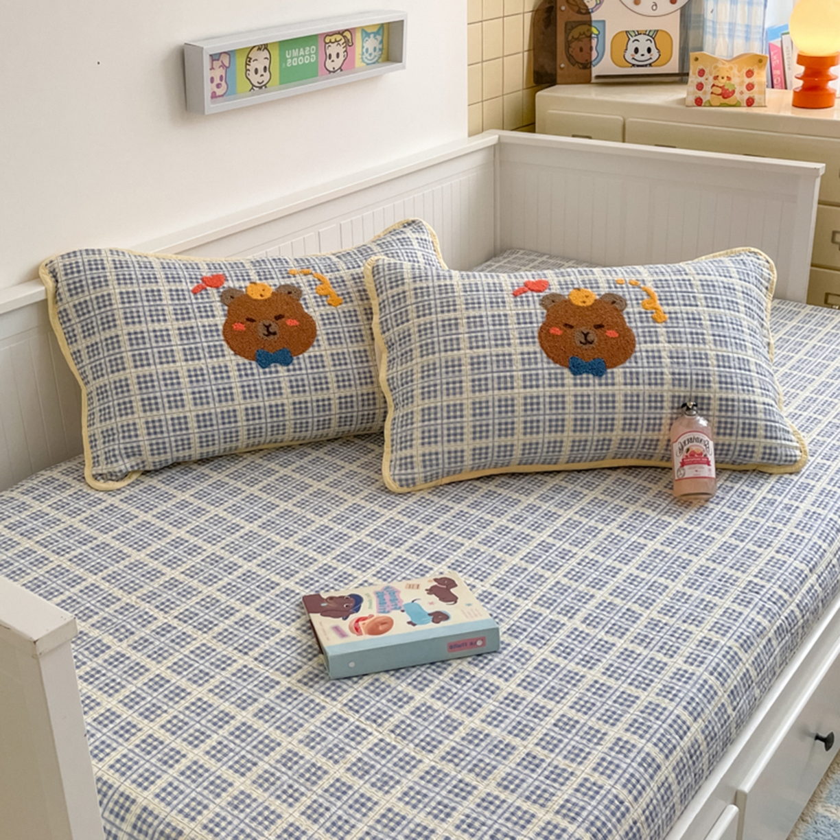 91家纺网 家纺一手货源 找家纺 云玲时尚 2025新款云感懒人冬季一体被床盖四件套 nice熊