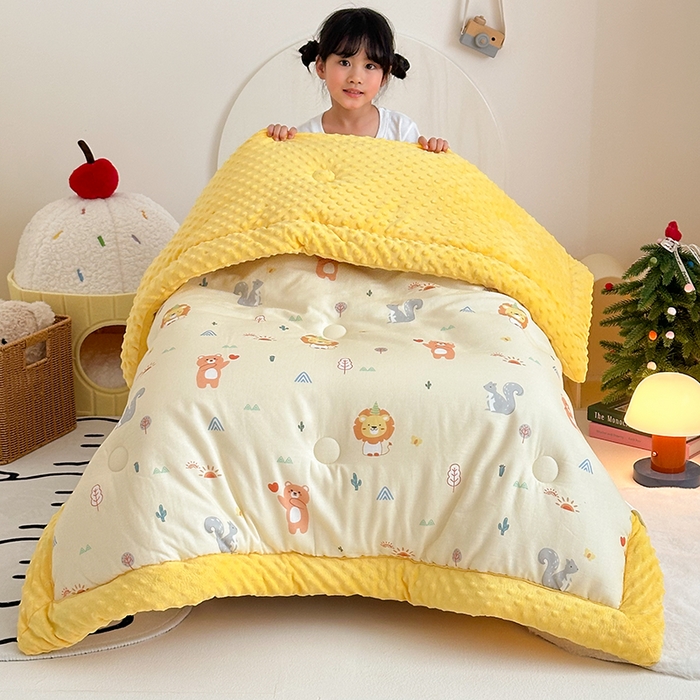 91家纺网 家纺一手货源 找家纺 （总）嗨生活 2025新款全棉双层纱豆豆被儿童被春秋被冬被幼儿园被子系列