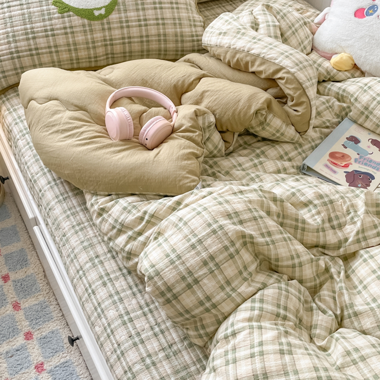 91家纺网 家纺一手货源 找家纺 云玲时尚 2025新款云感懒人冬季一体被床盖四件套 幸运狗