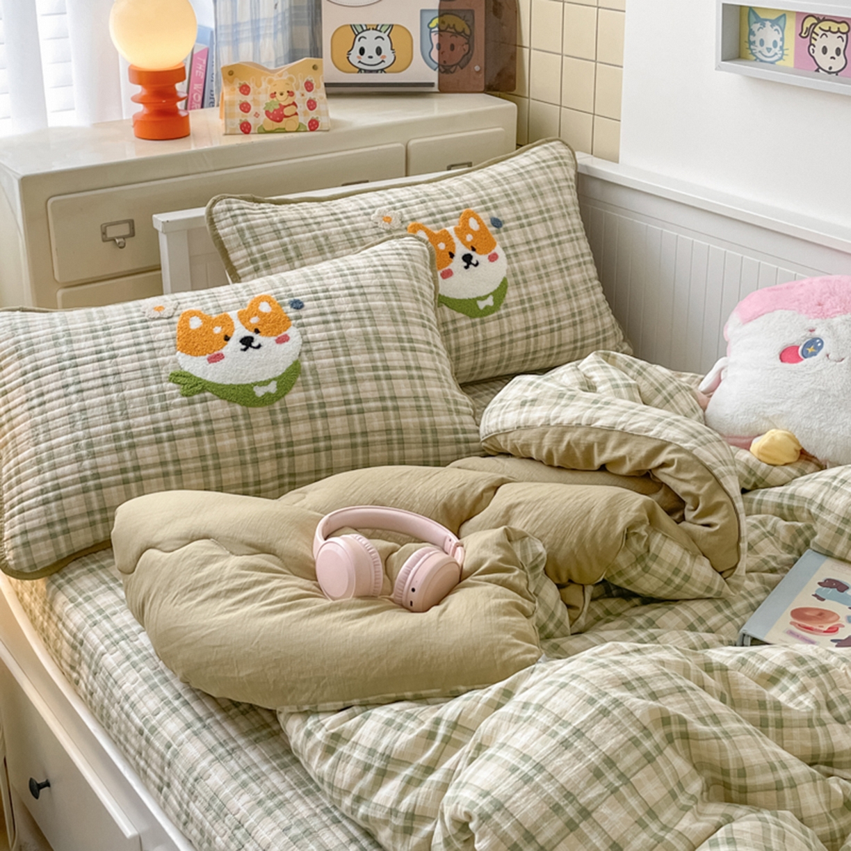 91家纺网 家纺一手货源 找家纺 云玲时尚 2025新款云感懒人冬季一体被床盖四件套 幸运狗