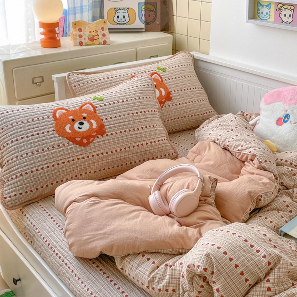 91家纺网 家纺一手货源 找家纺 云玲时尚 2025新款云感懒人冬季一体被床盖四件套 美美狐