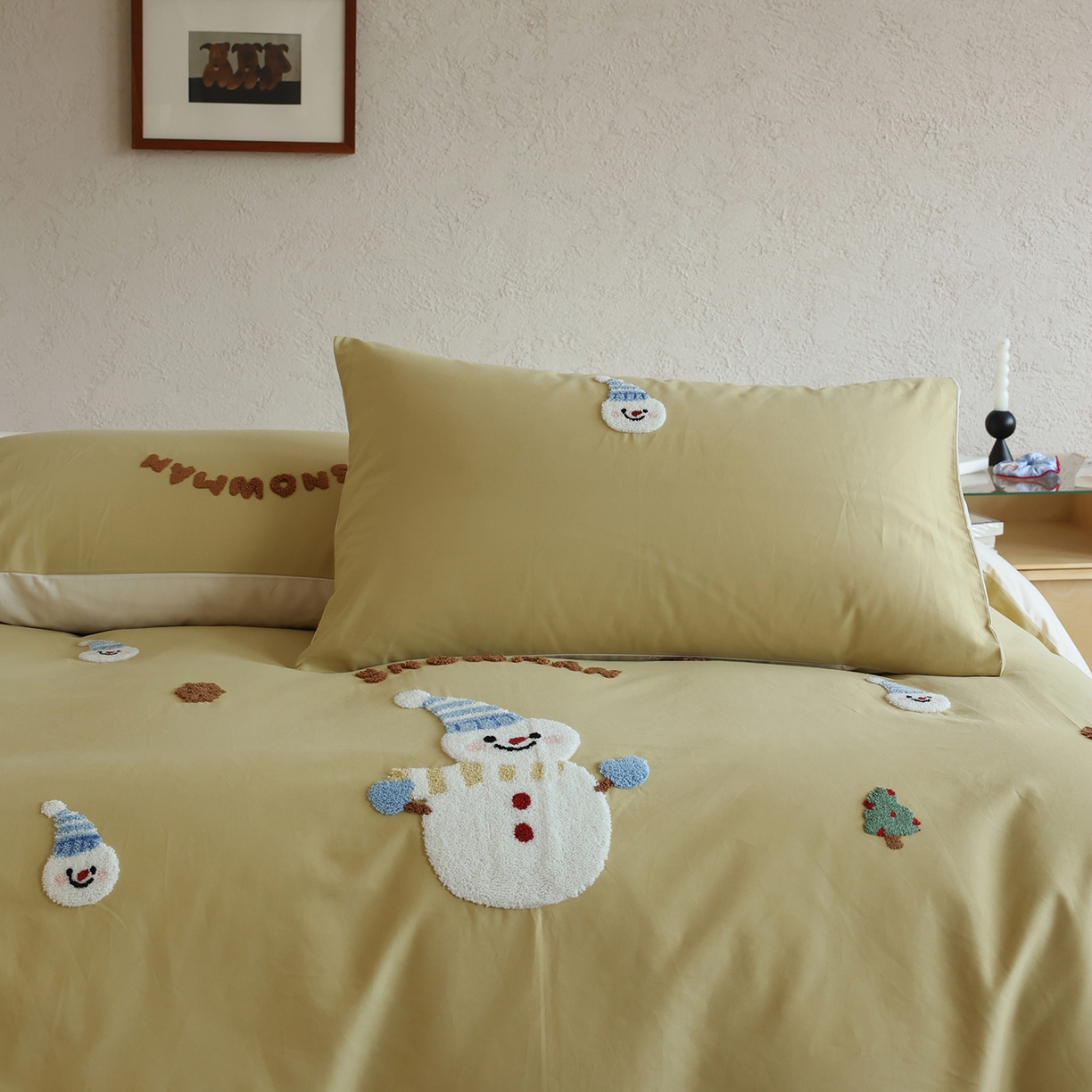 91家纺网 家纺一手货源 找家纺 （总）时光里 2025新款全棉100S卡通风磨毛毛巾绣四件套