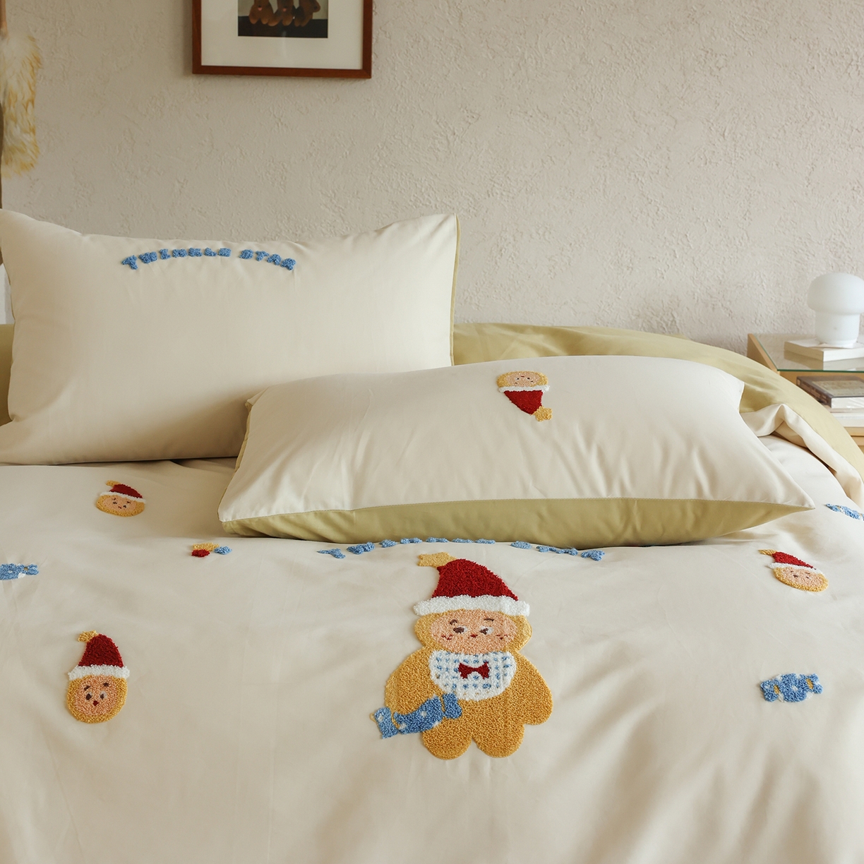 91家纺网 家纺一手货源 找家纺 时光里 2025新款全棉100S卡通风磨毛毛巾绣四件套 星愿小宝贝