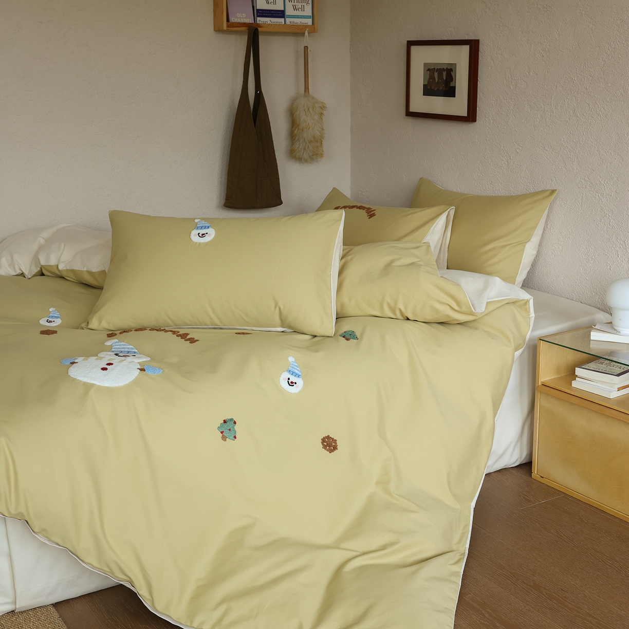 91家纺网 家纺一手货源 找家纺 （总）时光里 2025新款全棉100S卡通风磨毛毛巾绣四件套