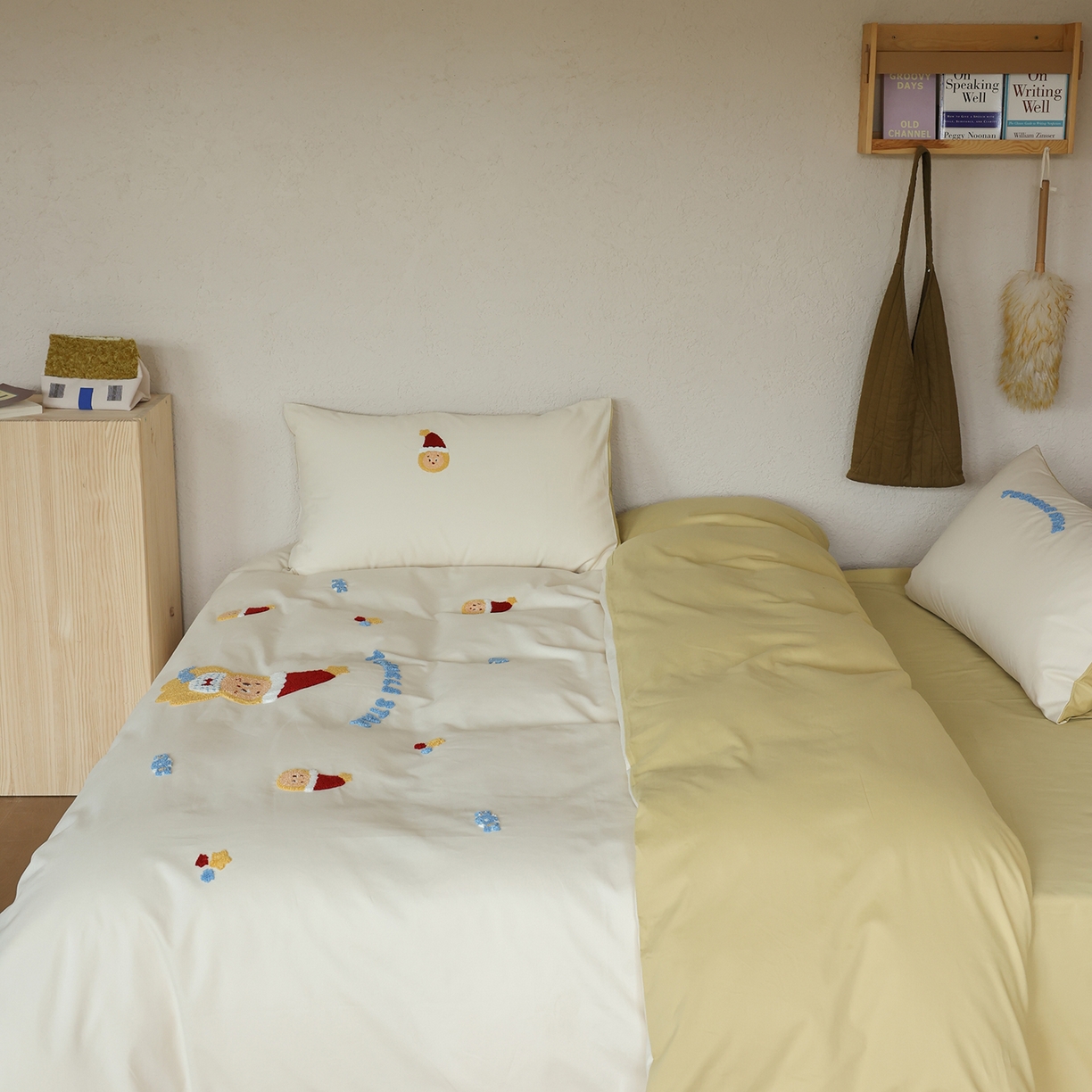 91家纺网 家纺一手货源 找家纺 时光里 2025新款全棉100S卡通风磨毛毛巾绣四件套 星愿小宝贝