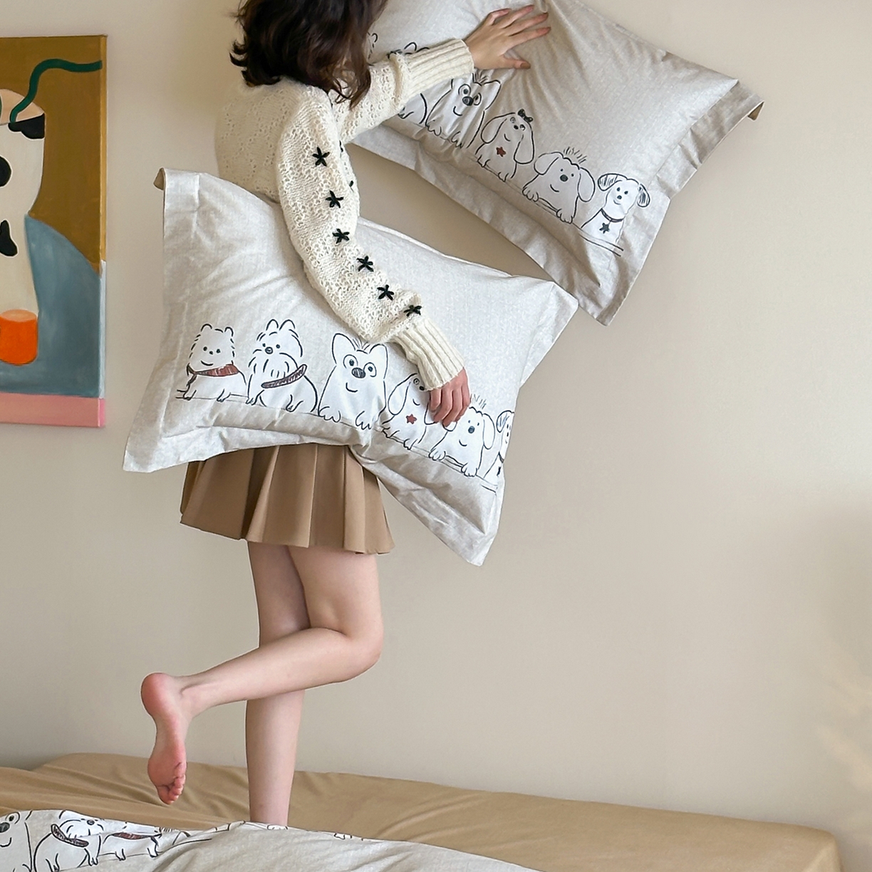 91家纺网 家纺一手货源 找家纺 时年家纺 2025新款全棉磨毛大版卡通印花系列套件 小奥汀