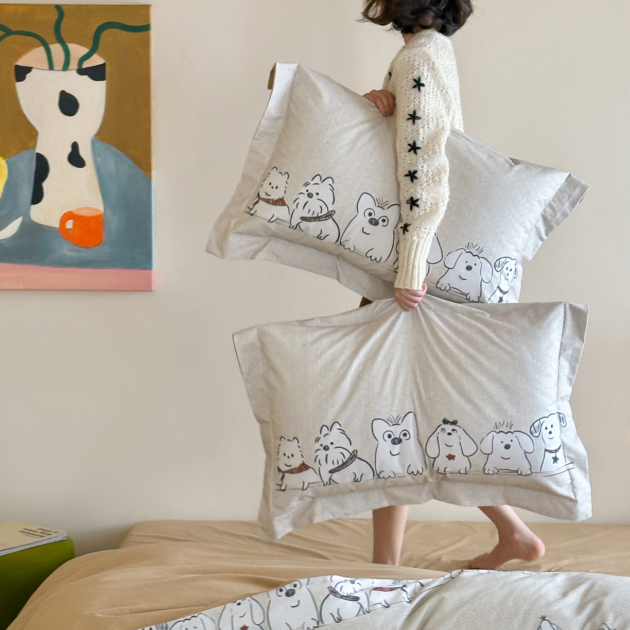 91家纺网 家纺一手货源 找家纺 时年家纺 2025新款全棉磨毛大版卡通印花系列套件 小奥汀