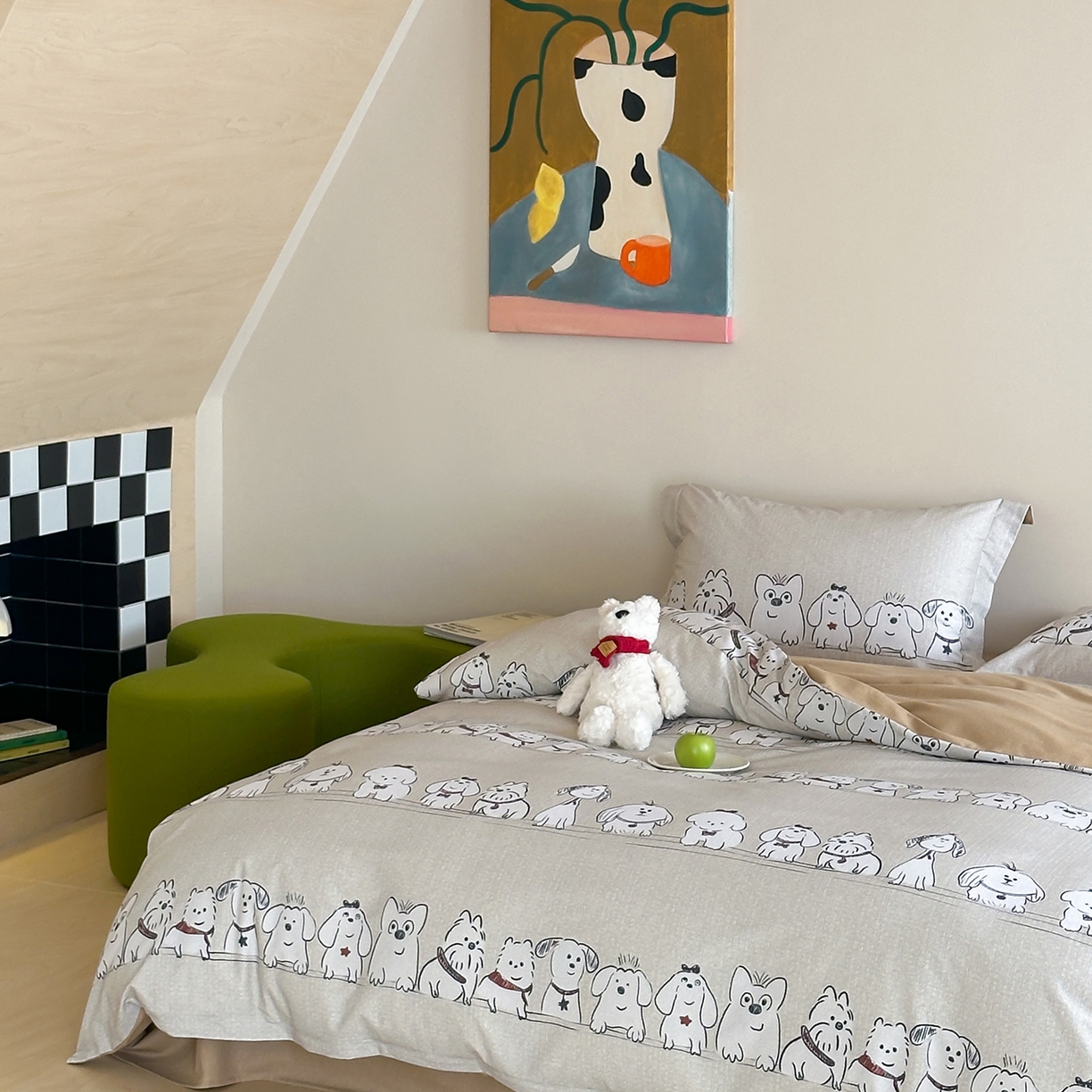 91家纺网 家纺一手货源 找家纺 时年家纺 2025新款全棉磨毛大版卡通印花系列套件 小奥汀