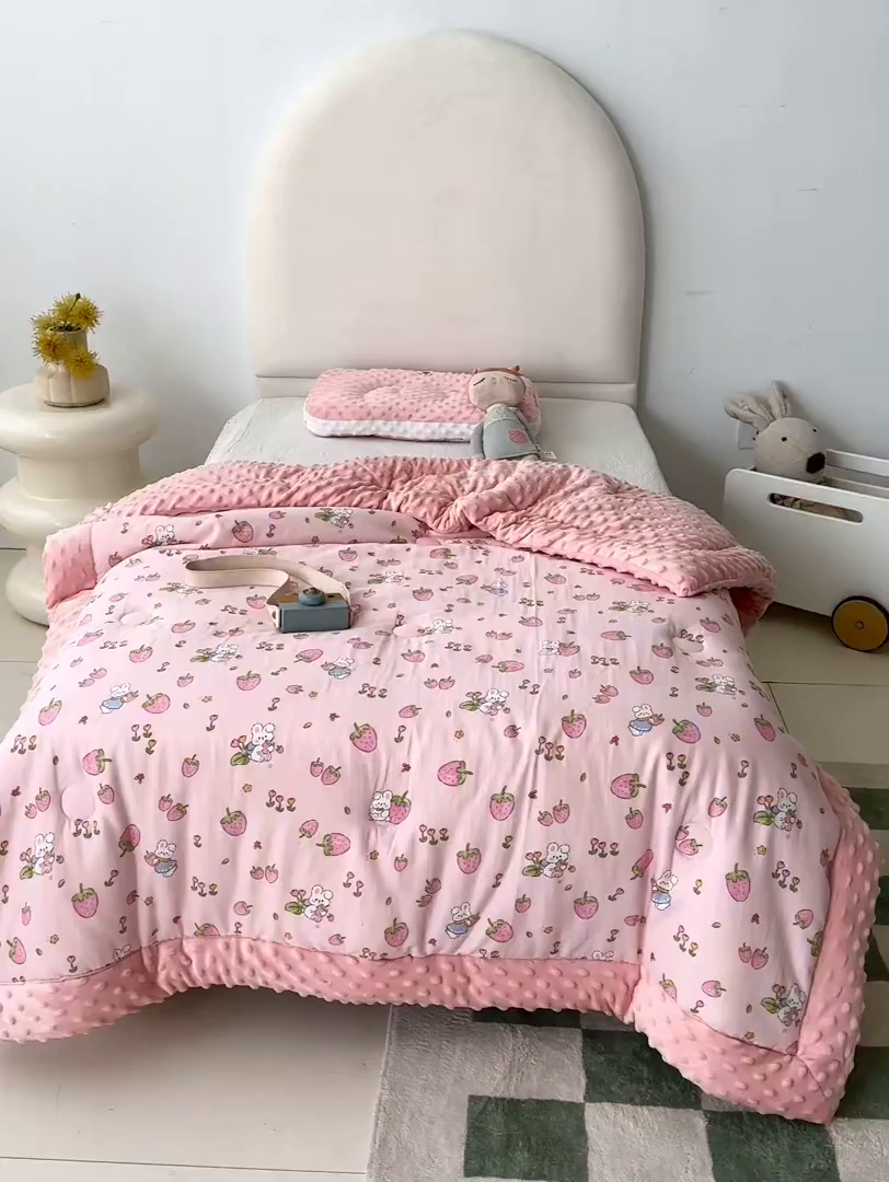 91家纺网 家纺一手货源 找家纺 （总）嗨生活 2025新款全棉双层纱豆豆被儿童被春秋被冬被幼儿园被子系列