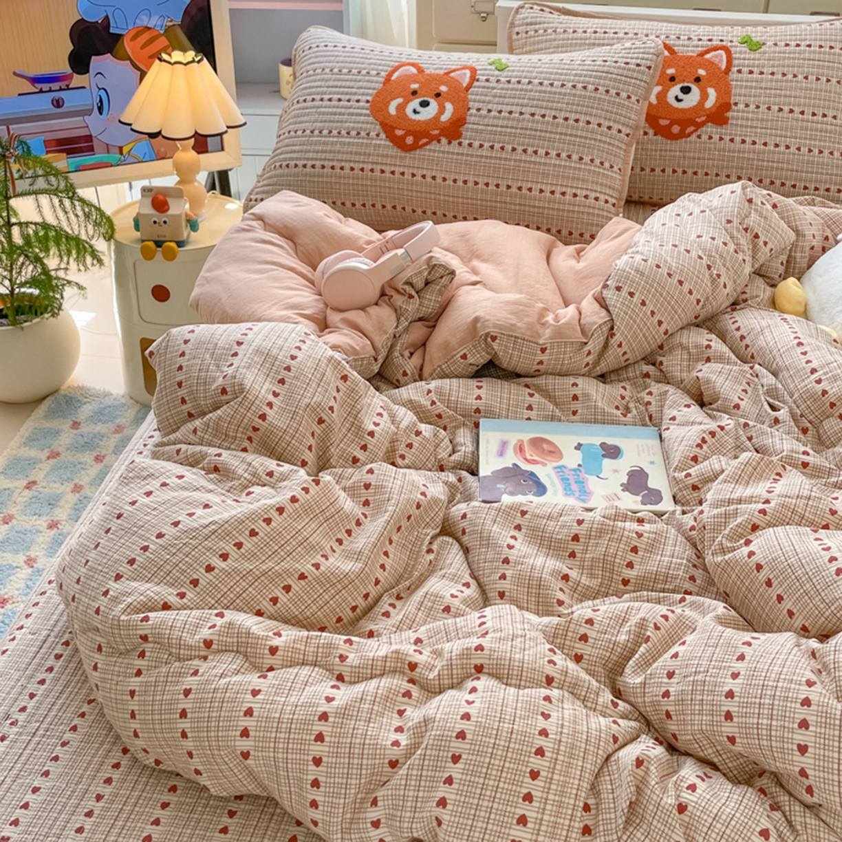 91家纺网 家纺一手货源 找家纺 云玲时尚 2025新款云感毛巾绣懒人冬季一体春秋冬被子被芯 美美狐