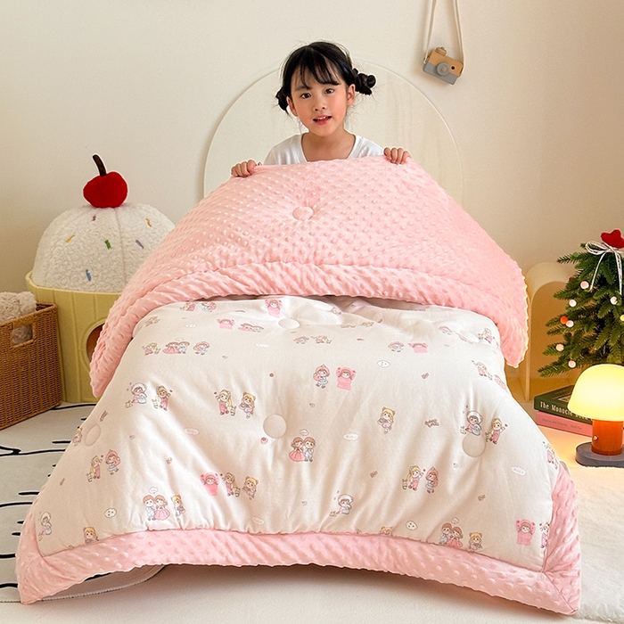 91家纺网 家纺一手货源 找家纺 （总）嗨生活 2025新款全棉双层纱豆豆被儿童被春秋被冬被幼儿园被子系列