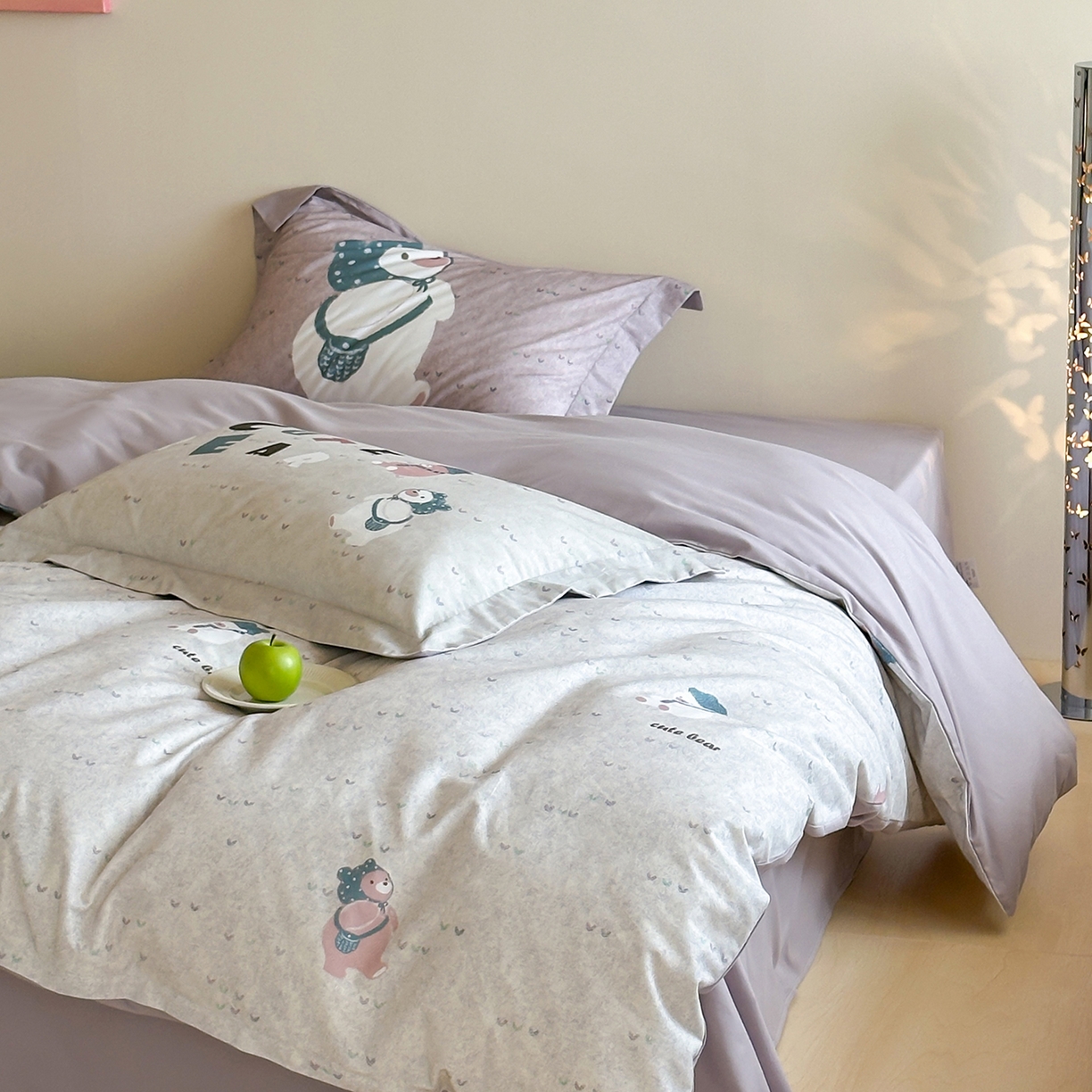 91家纺网 家纺一手货源 找家纺 时年家纺 2025新款全棉磨毛大版卡通印花系列套件 可爱熊宝