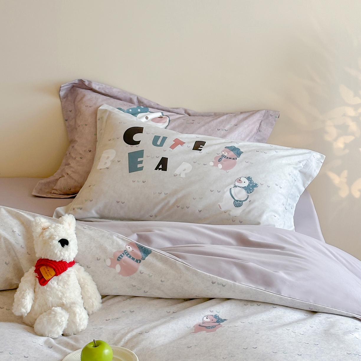 91家纺网 家纺一手货源 找家纺 时年家纺 2025新款全棉磨毛大版卡通印花系列套件 可爱熊宝