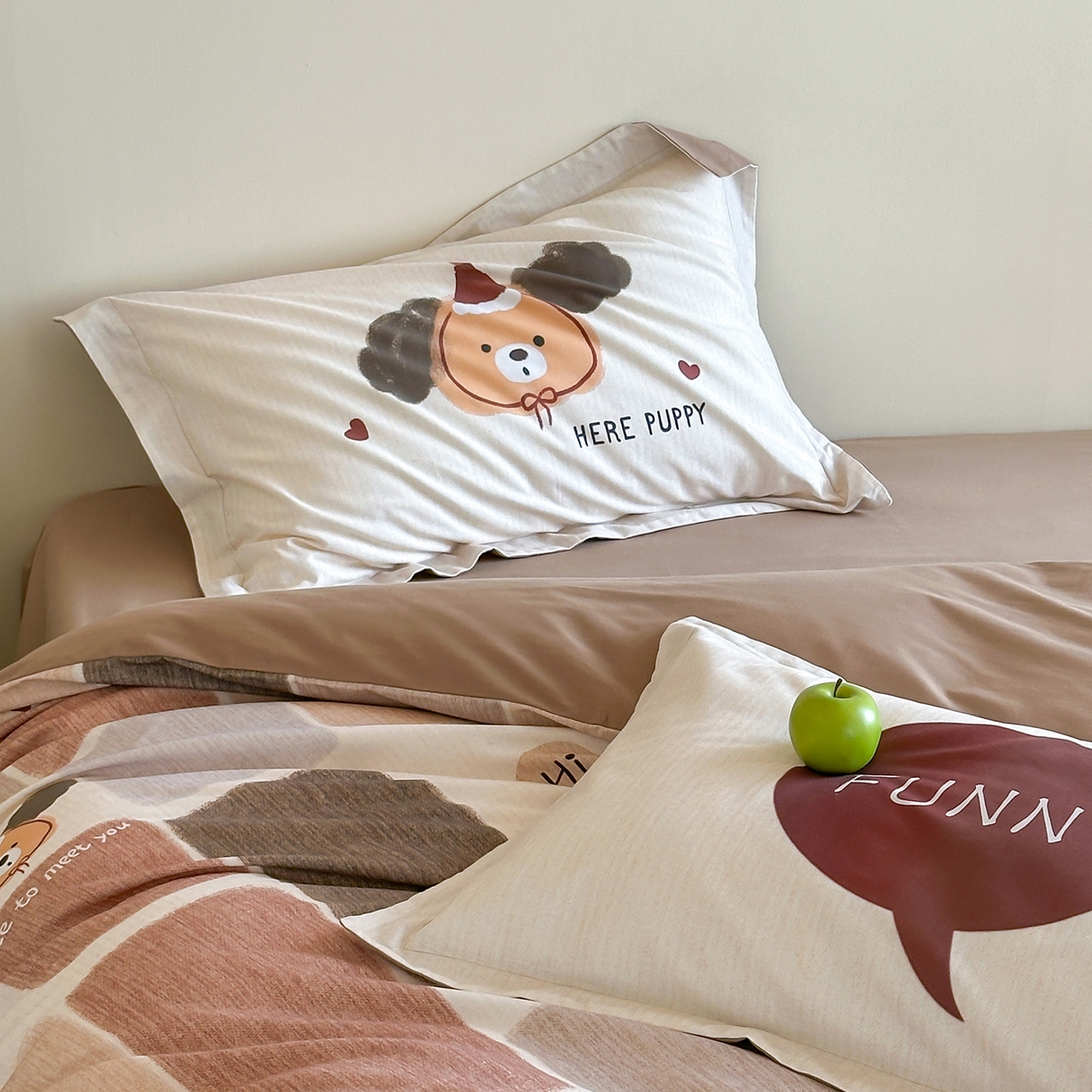 91家纺网 家纺一手货源 找家纺 时年家纺 2025新款全棉磨毛大版卡通印花系列套件 萌宝