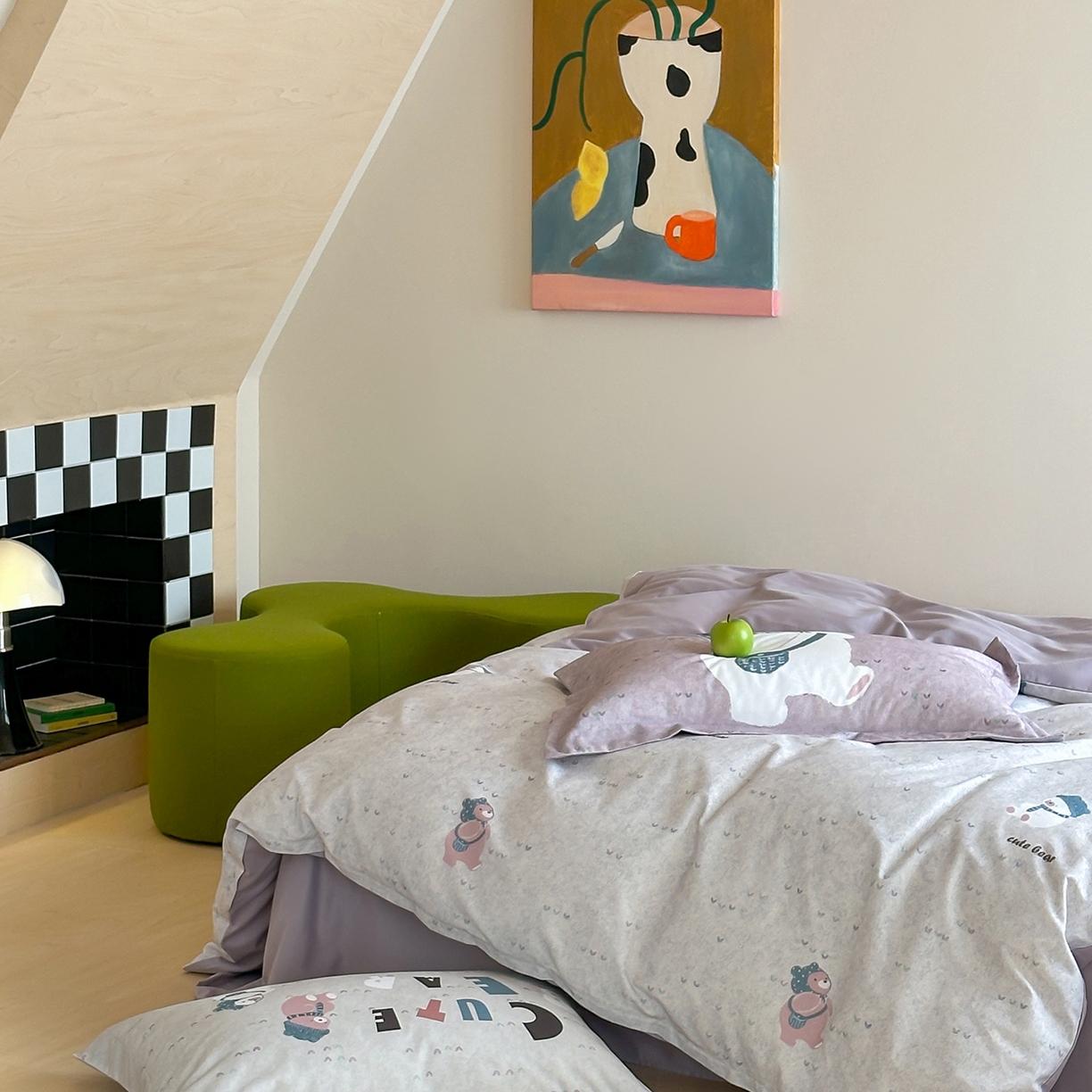 91家纺网 家纺一手货源 找家纺 时年家纺 2025新款全棉磨毛大版卡通印花系列套件 可爱熊宝