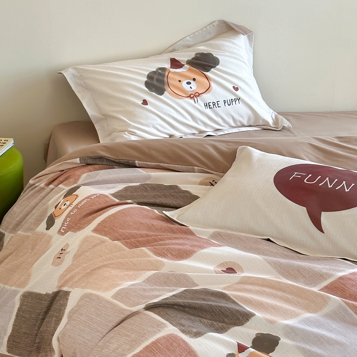 91家纺网 家纺一手货源 找家纺 时年家纺 2025新款全棉磨毛大版卡通印花系列套件 萌宝