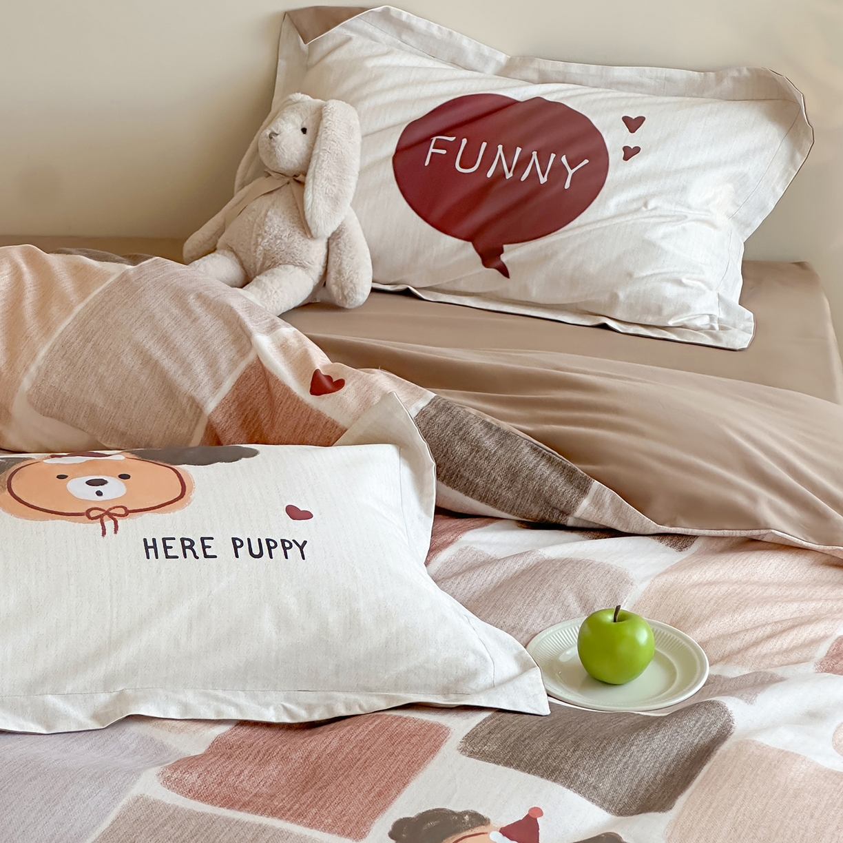 91家纺网 家纺一手货源 找家纺 时年家纺 2025新款全棉磨毛大版卡通印花系列套件 萌宝