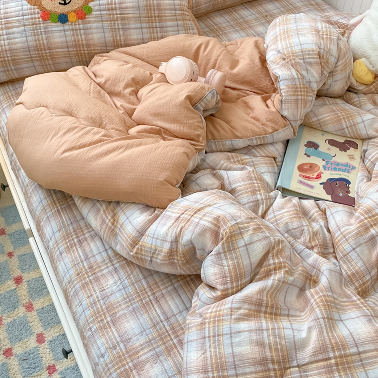 91家纺网 家纺一手货源 找家纺 云玲时尚 2025新款云感毛巾绣懒人冬季一体春秋冬被子被芯 生日小猴