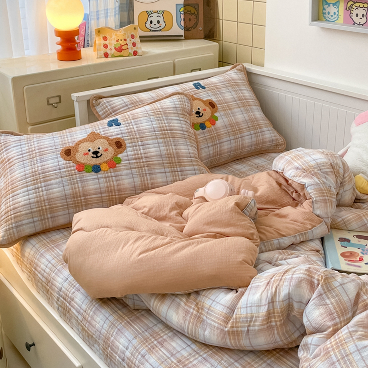 91家纺网 家纺一手货源 找家纺 云玲时尚 2025新款云感毛巾绣懒人冬季一体春秋冬被子被芯 生日小猴