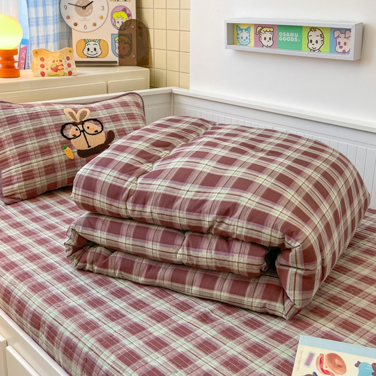 91家纺网 家纺一手货源 找家纺 云玲时尚 2025新款云感毛巾绣懒人冬季一体春秋冬被子被芯 兔宝