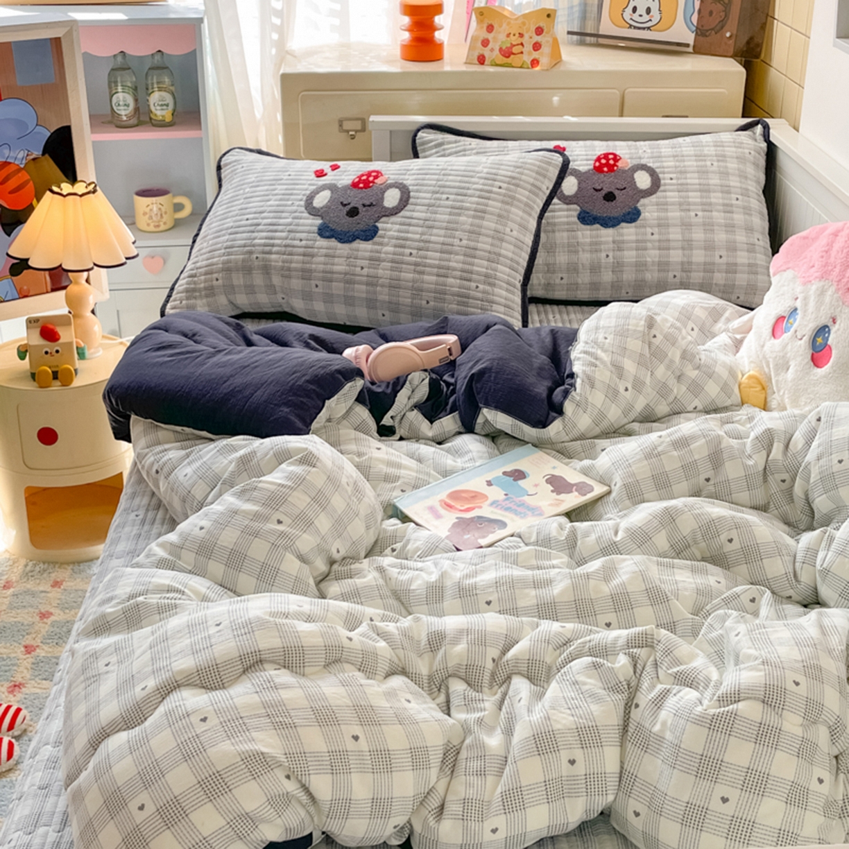 91家纺网 家纺一手货源 找家纺 云玲时尚 2025新款云感毛巾绣懒人冬季一体春秋冬被子被芯 happy考拉