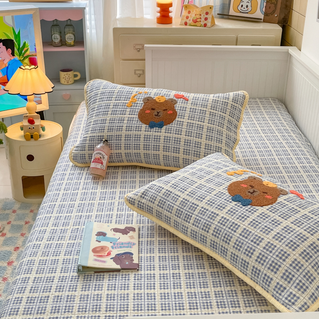 91家纺网 家纺一手货源 找家纺 云玲时尚 2025新款云感毛巾绣懒人冬季一体春秋冬被子被芯 nice熊