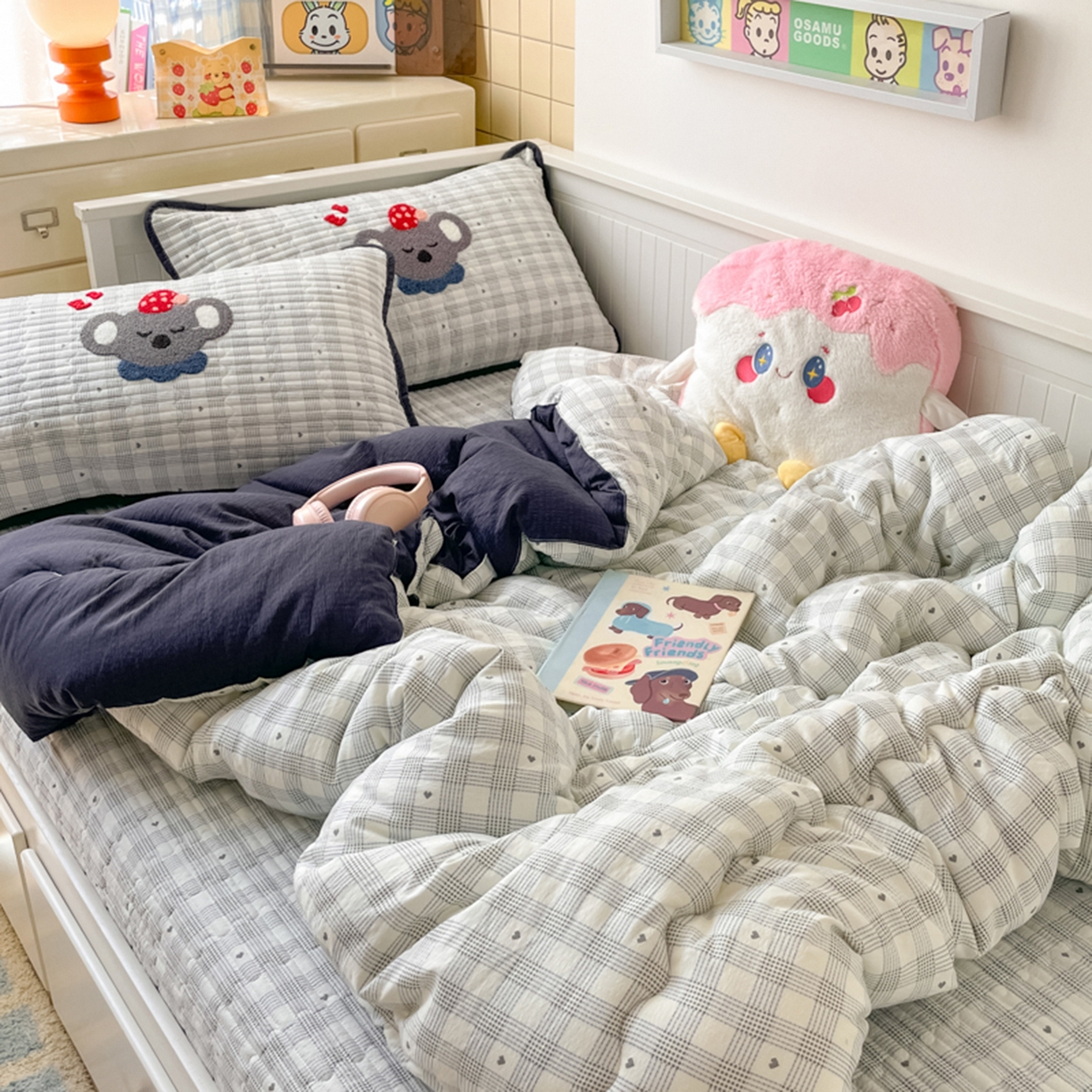 云玲时尚 2025新款云感毛巾绣懒人冬季一体春秋冬被子被芯 happy考拉